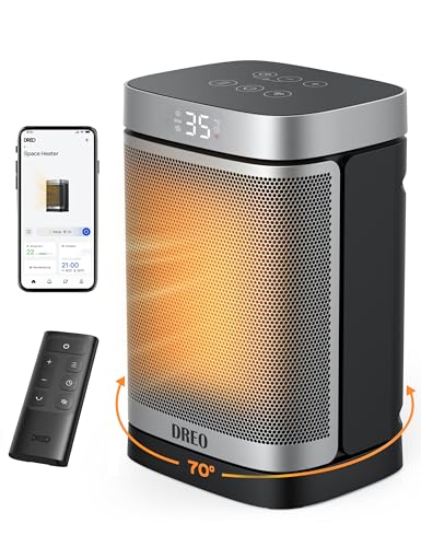 Chauffage d'appoint intelligent Dreo 1500W pour intérieur : Chauffage portable avec oscillation à...