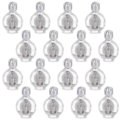 WEBEEDY 16 bouteilles D'Eau Bénite en Verre de Lourdes 15 ml Bouteilles Vides Rechargeables pour...