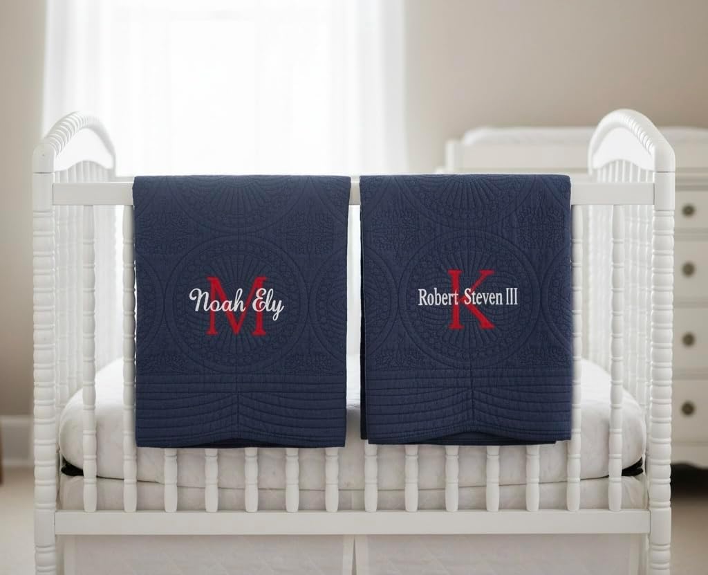 Personalized Baby Quilt, Blankets, Monogrammed Blankets for Kids, Baby Blankets for Girls, Embroidered Baby Gifts, Soft for Toddler Girl or boy, Crib Size