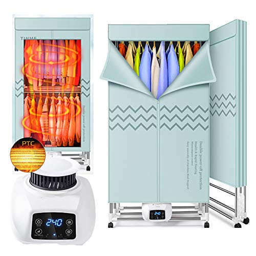 2000w Elektrischer Wäschetrockner, Multifunktions Pliable Kleiderschrank Luftentfeuchter Standtrockener mit Timer, Trockner Falttrockner Vertikale