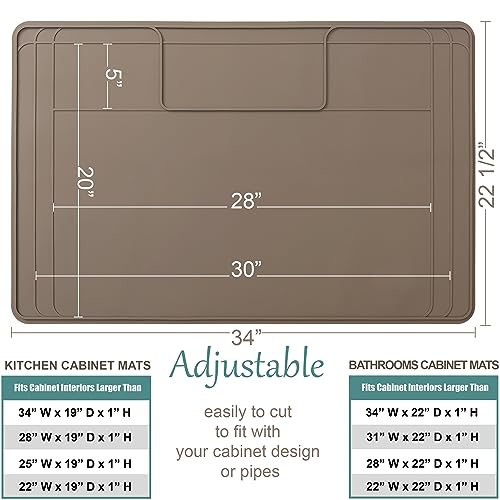 Image of The Original Under Sink Mat - Silicone Waterproof mat, Trimmable, Easy to Clean, Kitchen cabinet liner, Under sink protector mats, Drip Tray with Lip - 34 inch x 22 inch or smaller