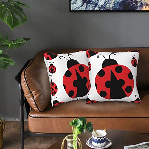 Funny Ladybug Printed Throw Pillows Covers Set Of 2 Cozy Square Decorative Pillow Case Cushion Covers For Sofa Living Room 16"X16" #TOP5