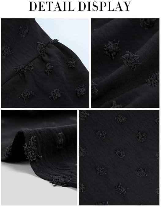 MASCOMODA Womens Summer Swiss Dot Maxi Dressses Wrap V Neck Flutter Short Sleeve Boho Casual Flowy Long Wedding Guest Dress - Image 6