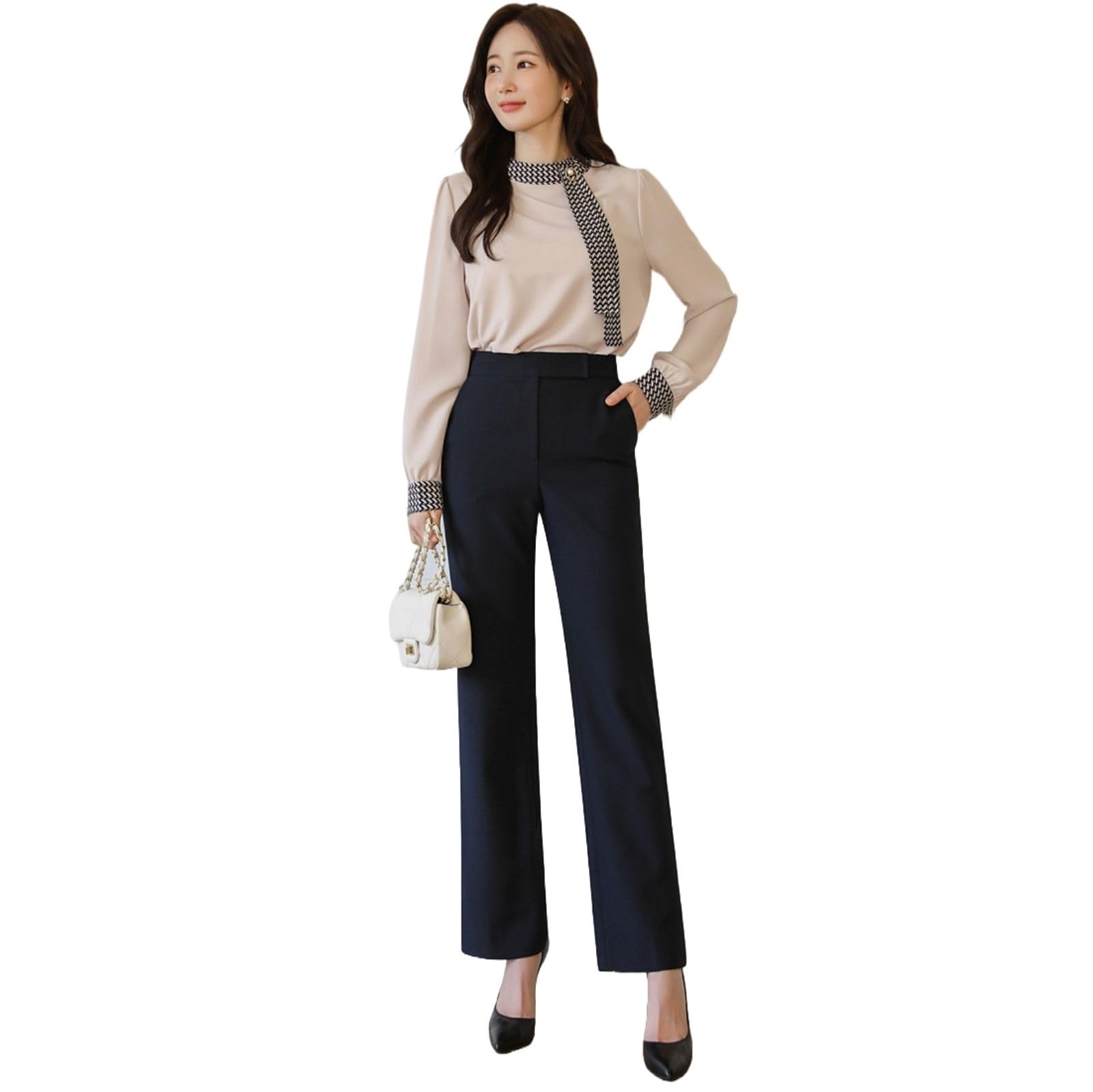 jashudi Women’s Formal Top with Printed Collar and Cuffs - Stylish and Versatile Office Wear-picture-41