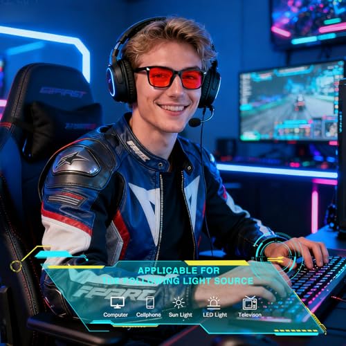 Image of Blue Light Glasses for Woman Men, 99% Blocking Red Light Lens | Anti Eyestrain & UV Glare Protection, Computer Blue Light Blocking Glasses for Gaming TV Phone Screen