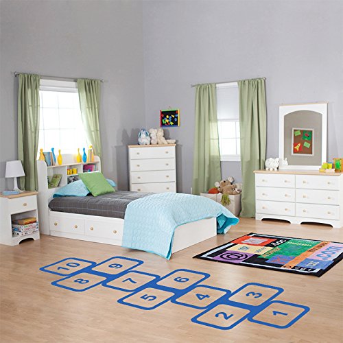 Greencherry Decorative Ground Wallpaper Nursery Room Decal Floor Hopscotch Game Sticker Children for Fun (Blue)