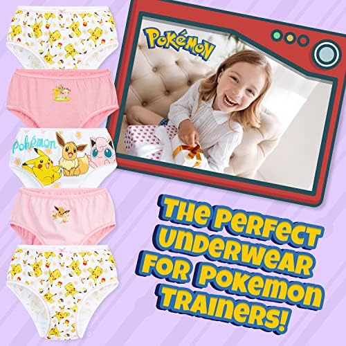 Pokemon Girls Knickers Pack of 5, Pikachu Cotton Underwear for Girls and Teens