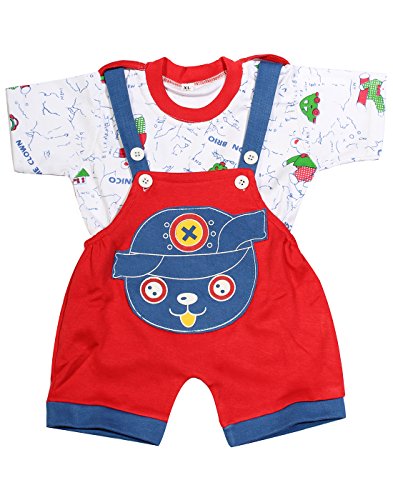 Image of babeezworld dungaree for Boys & Girls casual printed pure cotton-Pack of 2 (9101990001202; Multi Colour)