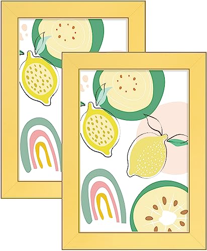 VIOLABBEY 4x6 Picture Frame Yellow Set of 2