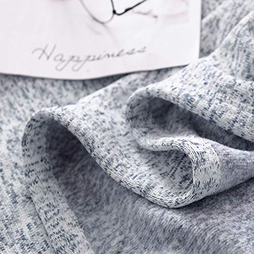 KAWAHOME Knit Blanket Lightweight Soft Breathable Cozy Fuzzy Heather Jersey Comfortable Thin Blanket 280GSM for Couch Sofa Bed, Twin Size 66"X90" (Blue and White)
