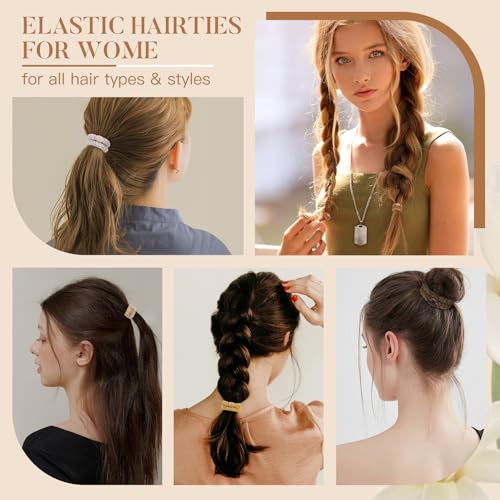 Image of FORENEE Braided Hair Ties No Damage, 10 Pcs Soft Plush Hair Bands for Women's Hair, Bracelet Hair Elastics & Ponytail Holders for Thick Hair - Terra Brown
