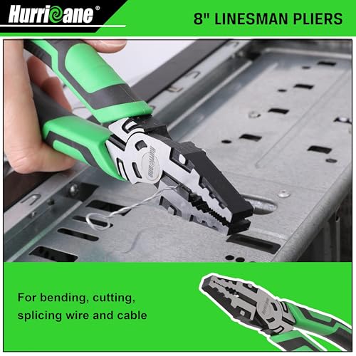 HURRICANE 3 Pieces Pliers Set, Heavy-Duty Pliers Set, with 8 Inch Linesman Pliers, 8 Inch Needle Nose Pliers and 6 Inch Diagonal Cutting Pliers for Basic Repair - Image 5