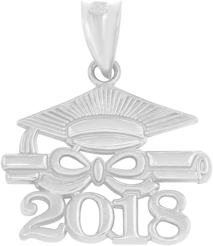 925 Sterling Silver Diploma & Cap Charm 2018 Graduation Charm Pendant