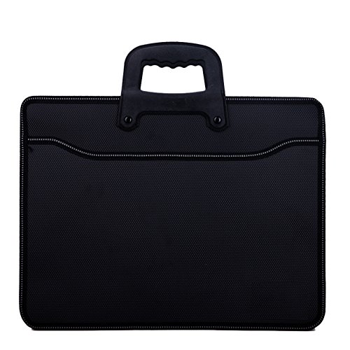 WSLCN Maletín de mano portadocumentos, apto para documentos A4, clasificador, útil para guardar el ordenador portátil, color negro, color Negro