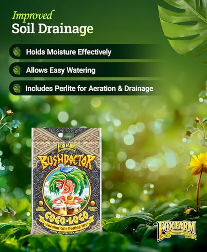 FoxFarm BushDoctor Coco Loco Soil Potting Mix, Triple-Washed for Reduced Salt, Retains Water, Includes Bat Guano & Earthworm Castings - Ideal for All Gardens 12 Quart