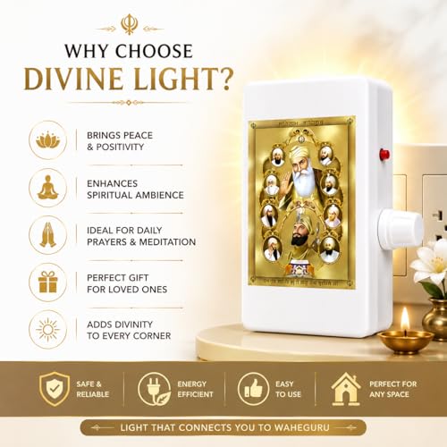 Image of Sikh Mantra Chanting Box with Glowing Front Picture | 14-in-1 Waheguru Simran & Gurbani Audio Player | Ek Onkar Meditation Speaker for Home, Temple, Office & Peaceful Devotion