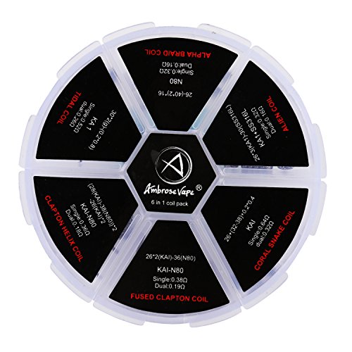 Ambrose 6 in 1 Prebuilt Resistance Wire Kit coils 24 pcs Kanthal A1+SS316L+Ni80 for Household Wireing Use