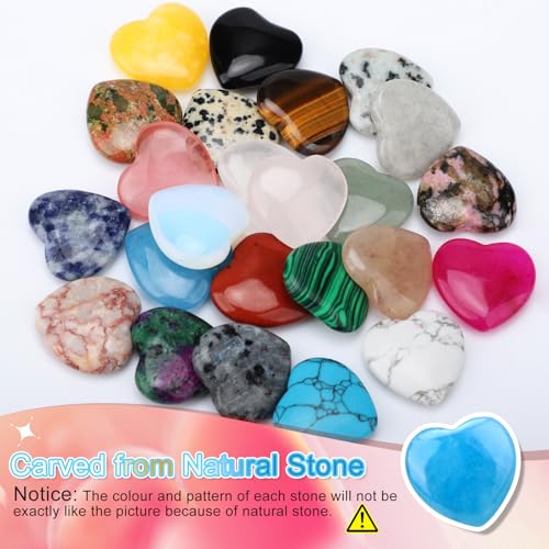24 Pcs Healing Crystals, Heart Shaped Crystals and Gemstones Set, Reiki Chakra Energy Balance Crystal Set, Polished Pocket Stones in Spiritual Healing Meditation for Yoga Beginners - Image 5