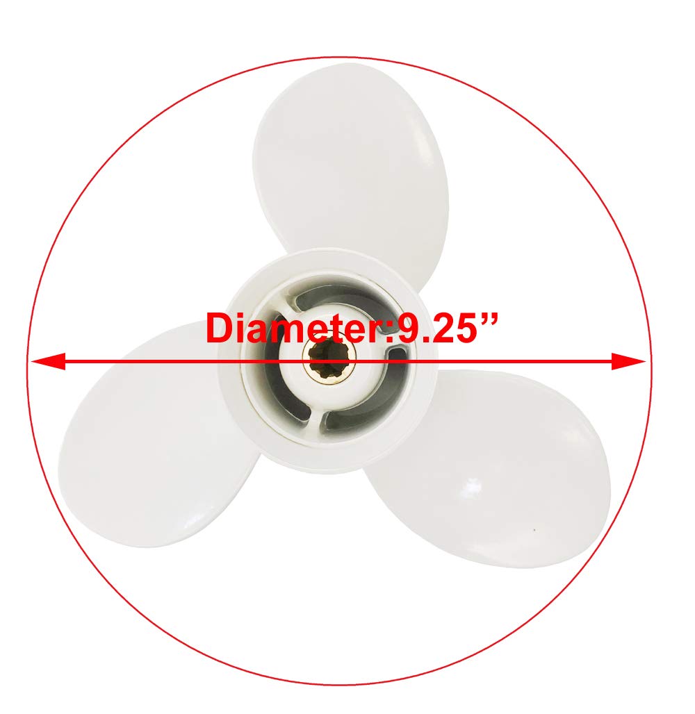 Boatman Aluminum Propeller 9 1/4x9 – Replacement Outboard Prop For Yamaha 9.9, 15, F15, 20, F20 HP Engines | 8-Spline - View #2