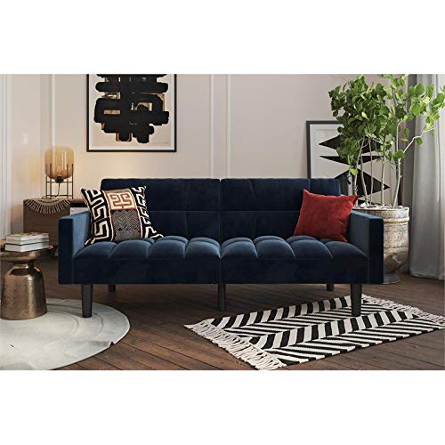Dhp Hayden Convertible Sofa Sleeper Futon With Arms - Blue Microfiber #TOP1