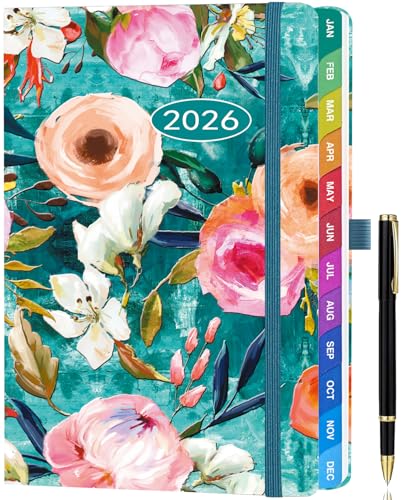 ZXHQ Diary 2026 Week to View A5 (5.9" × 8.5"), Jan - Dec, 2026 Full Year Weekly and Monthly Planner, Colorful Monthly Tabs, UK Holiday, with Pen, Inner Pocket - Blue