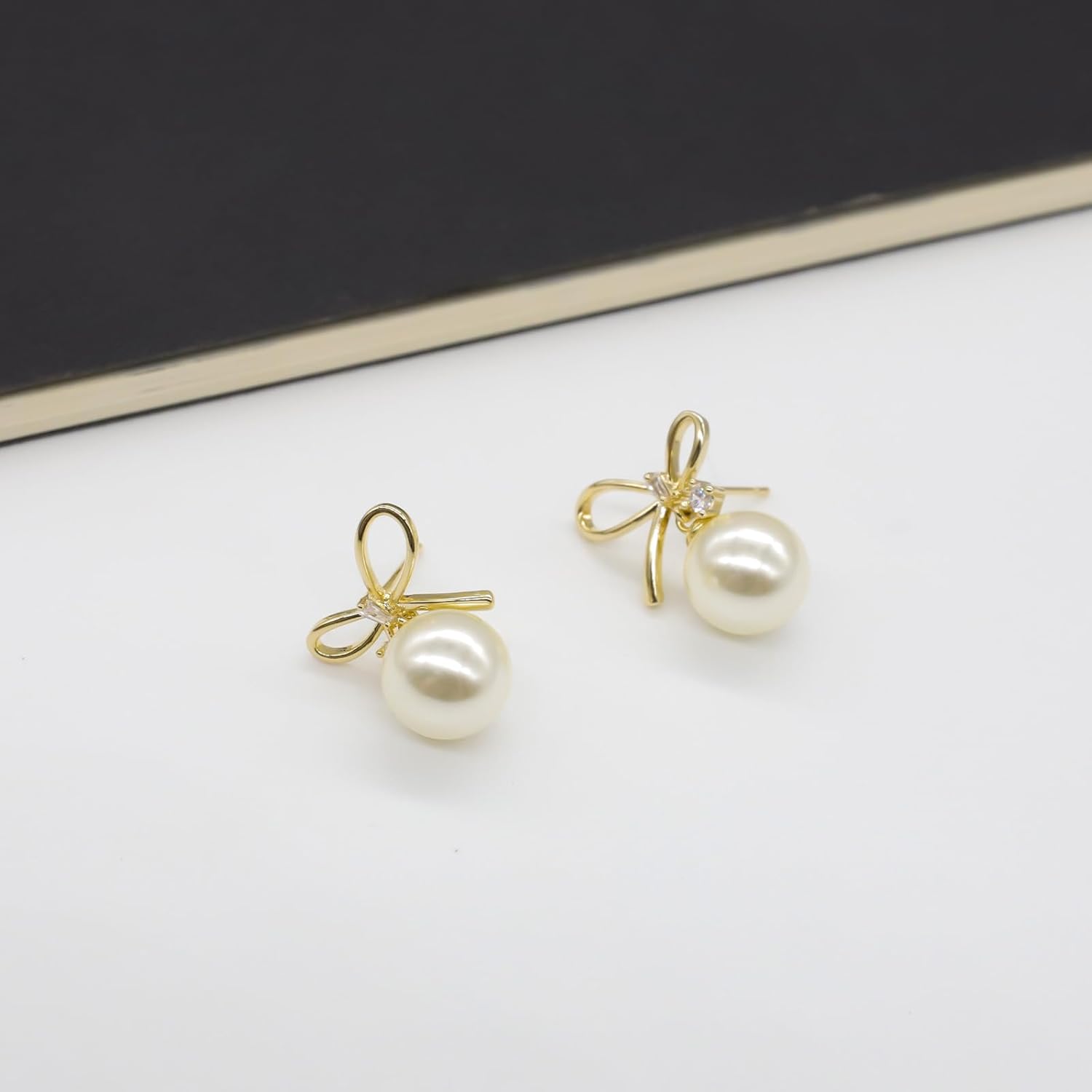 White Pearl Cluster Stud Earrings, Full Star Cubic Zirconia Pearl Earrings for Women, 14K Gold Plated 925 Silver Post Hypoallergenic Pierced Earrings Trendy Jewelry - Image 6