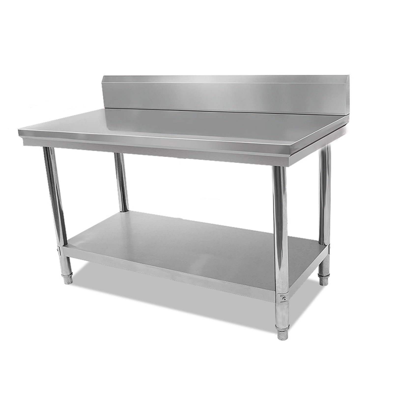 Mesa de trabajo de acero inoxidable con patas ajustables para garaje, hogar, almacén y cocina