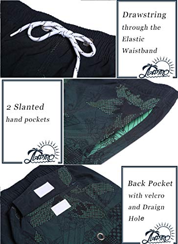 APTRO Bermuda de banho masculina de secagem rápida com bolsos e shorts de praia, Gradient-green, Med