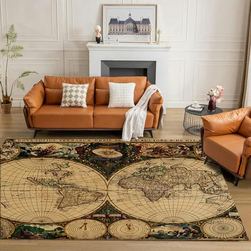 Tapete vintage mapa mundial 5x7 para interior miniatura 1