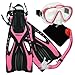 4570, pk, sm, PROMATE Junior Snorkeling Scuba Diving Mask Snorkel Fins w/ Mesh Bag Set for kids