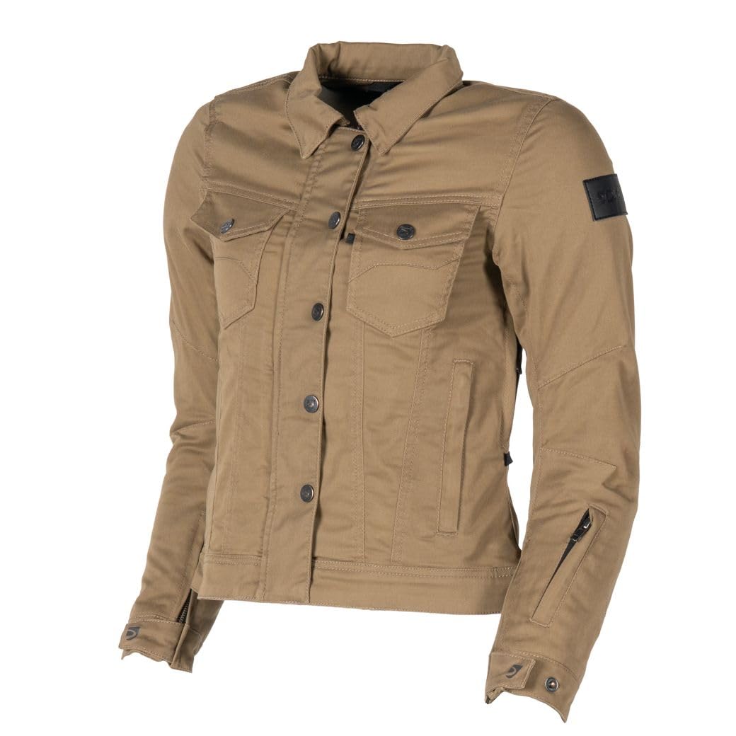 NAZAIRE LADY Chaqueta de Moto 4 estaciones. Chaqueta de Moto Equipamiento de Protección con 4 Protecciones CE. Ropa para Mujer Color Beige 42