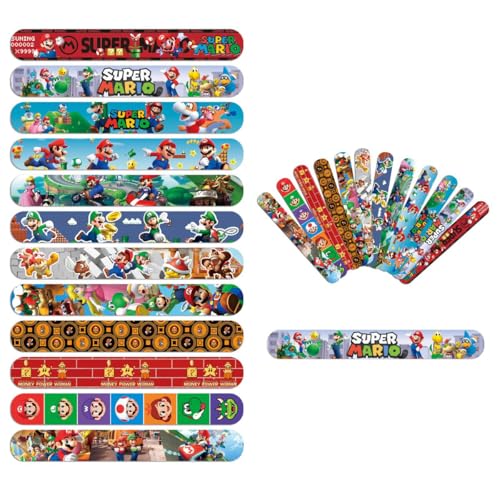 24Pcs Mario Galaxy Slap Bracelets Set, Movie Themed Wristbands, Perfect for Super Bros Birthday Party Favors and Carnival Prizes by FGY - Used condition - US$13.97