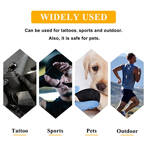 Tattoo Grip Tape - Ruicoo 4Pcs Tattoo Grip Wrap Cover Disposable Tape Self-Adhesive Bandage 2"X 5 Yards Black Tattoo Grip Tape For Tattoo Machine Grip Accessories, Tattoo Supplies #TOP7