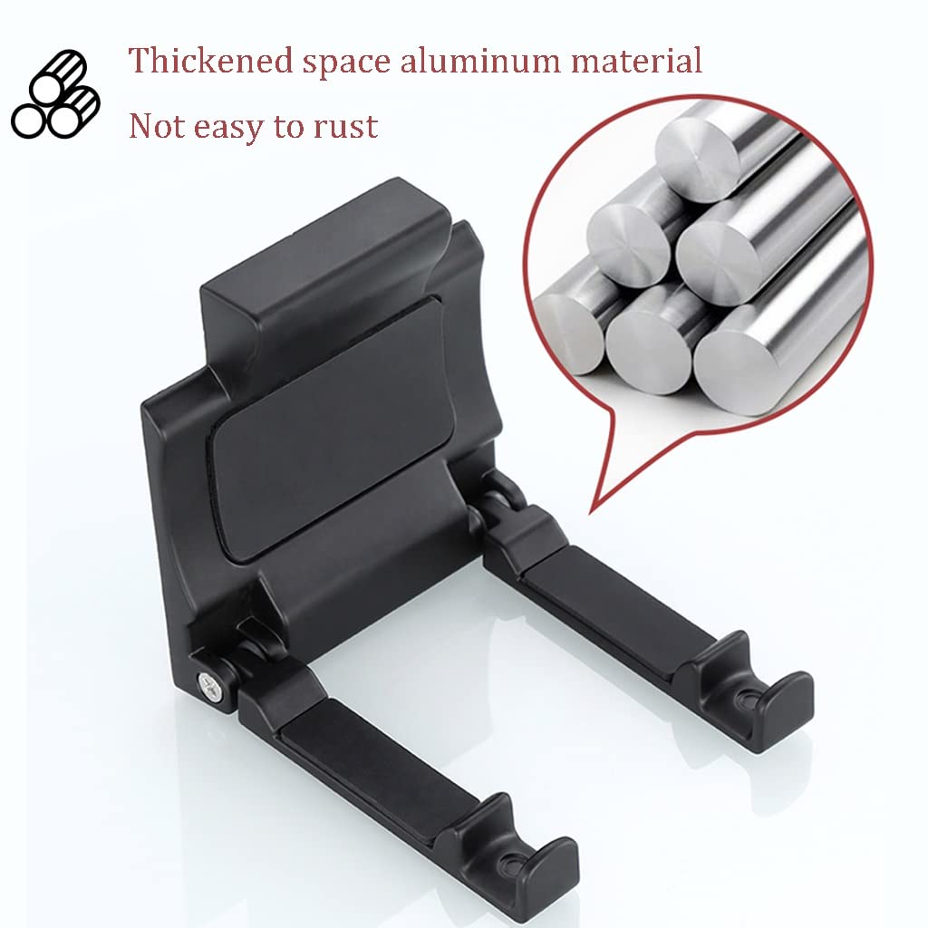 Wandhalterung Haartrockner Halterung Platzsparend Um 90° Klappbar Fönhalter，Space Aluminium Matt rutschfest Föhn Ständer，Starke Haftung (Color : Black*2, S : 3.6 * 3.8inches)