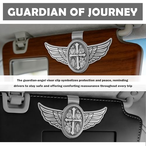 Image of Cross Guardian Angel Visor Clips for Cars,Guardian Angel for Car Visor Clip for Praying Safe Driving,Car Cross Guardians Angels Gift for New Driver Catholic Cars Accessories