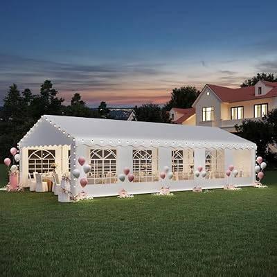 EROMMY 16x32FT Heavy Duty Party Tent, Outdoor Wedding Canopy with 8 Removable Sidewalls, 2 Roll-up Doors, 2 Storage Bags, Gazebo Shelter for Events & Commercial Use, White