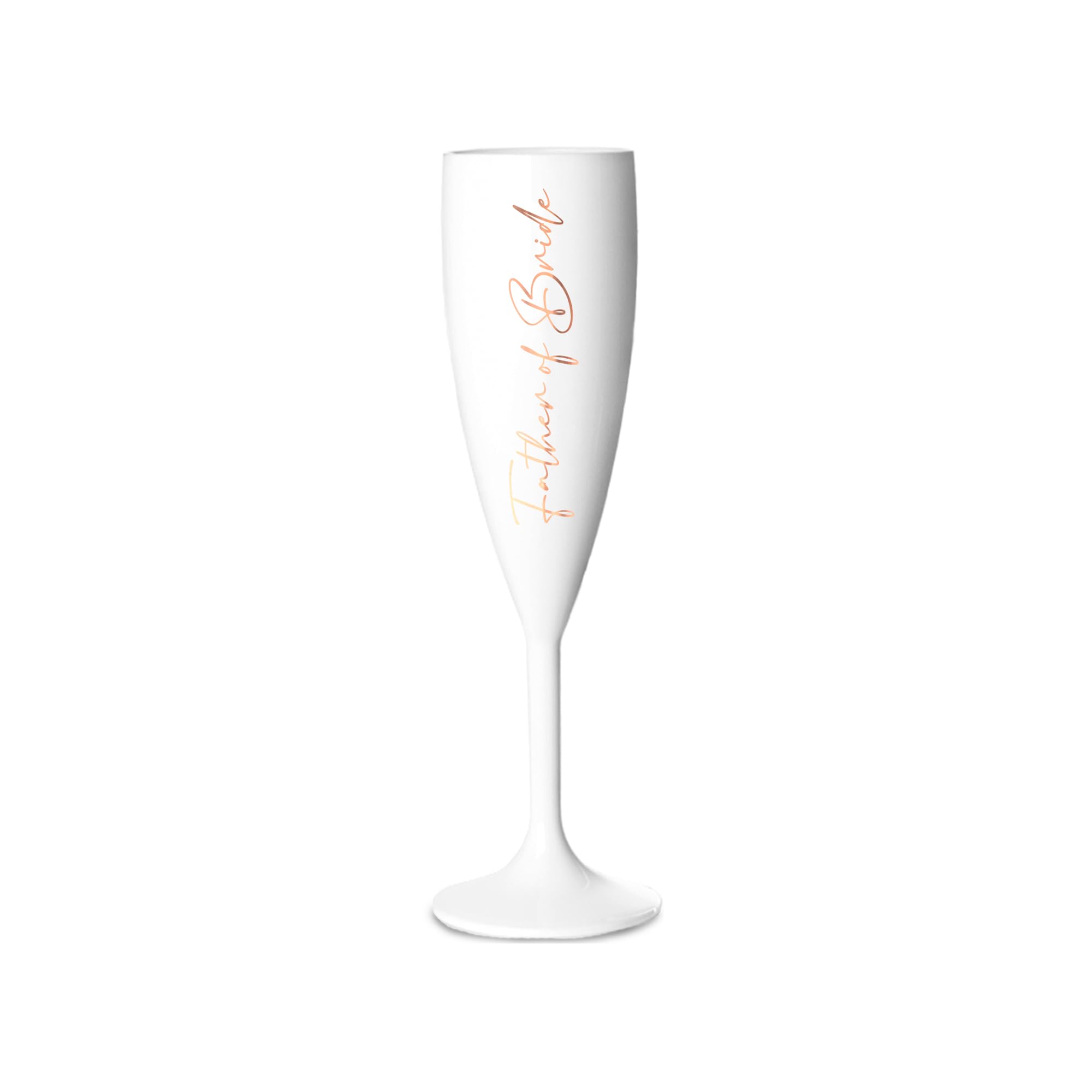 Print Maniacs Champagne Premium White Flute Glass Bride Groom Mr Mrs Wedding Maid Honour Wine Cocktail Prosecco Celebrations Gift (Copper, Father of Bride)