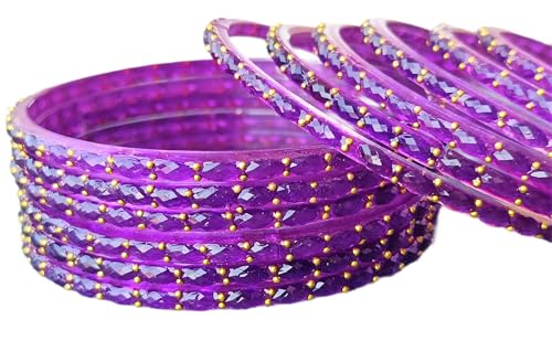 Image of JPS Plain and Glossy Finished Raindrop Glass Bangles Set for Women & Girls | Traditional Ethnic Chudi for Wedding, Party & Regular- Set of 12 Pcs of One Colour | Wedding Special