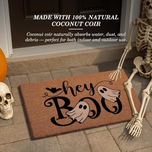 Lanpn Halloween Welcome Natural Coir Door Mat, Ghost Coco Front Door Outdoor Doormat Outside Entrance Porch Non Slip Rubber Rug Autumn Thanksgiving Farmhouse Decor 76x43cm - Cosy Home Interiors Lanpn Halloween Welcome Natural Coir Door Mat, Ghost Coco Front Door Outdoor Doormat Outside Entrance Porch Non Slip Rubber Rug Autumn Thanksgiving Farmhouse Decor 76x43cm - Image 3
