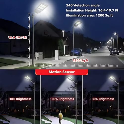 Image of Gigawatts 384 LED 80W Solar Street Light with Remote Control High Power 10Ah Battery Inbuilt 12W Solar Panel IP65 Water Resistant Outdoor Lamp for Wall Pathway Garden and Patio (1Pc, Cool White)