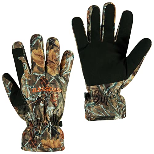 BASSDASH Men’s Insulated Hunting Gloves Waterproof Camo Gloves for Cold Weather Outdoor Activities HG02M