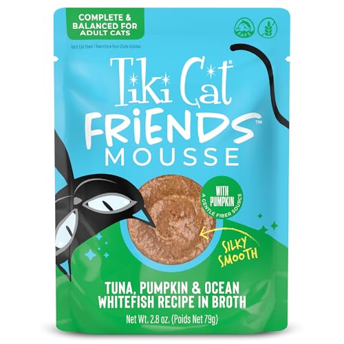 Tiki Cat Friends Mousse Tuna, Pumpkin & Ocean Whitefish, 2.8 oz. Pouch (12 Count)