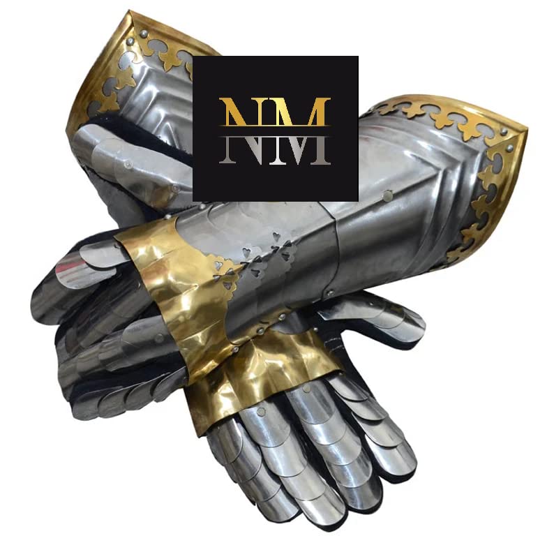 Gothic Gauntlet Armour Brass Decor Fully Functional Finger Armor for Cosplay LARP Reenactment