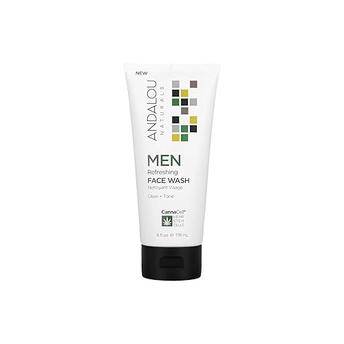 Andalou Naturals Men Refreshing Face Wash with CannaCell, 6 Ounces