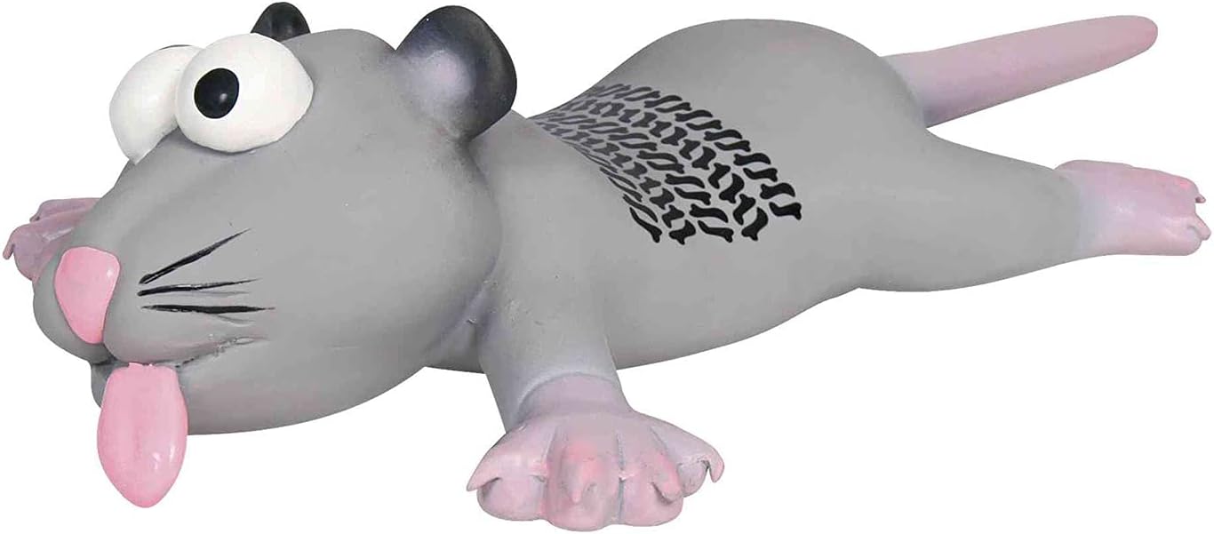 Trixie Rat or Mouse Tire Tracks Latex Toy for Dog, 22 cm (Assorted Color)