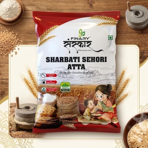 Image of FINARY SANSKAR Sharbati Sehori Atta (Wheat Flour) | 100% Natural Atta | Soft & Sweet Taste | Stone-Ground | Perfect for Fluffy Rotis & Chapatis | 5kg