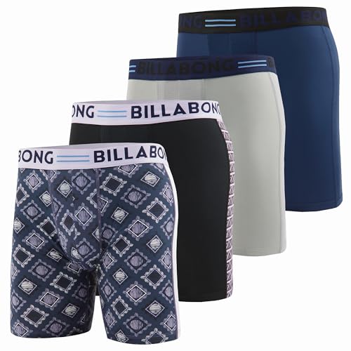 Billabong Mens Boxer Briefs, 4 Pack Long Leg Performance Compression Shorts