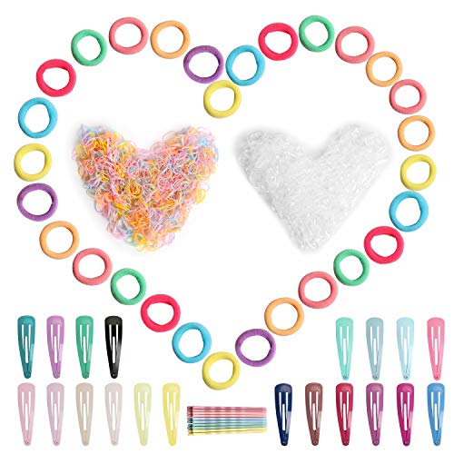 2100PCS Baby Hair Ties,BAPHILE Elastic Hair Bands Seamless Cotton Hair Ties Mini Rubber Bands Ponytail Holders with 30PCS Hair Clips for Baby Girls Child Toddler Kids