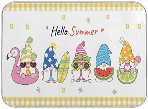 Tapete de secado de platos de gnomo de playa pequeño para decoración de encimera de cocina, 16 x 18 pulgadas, almohadilla de vajilla de absorción