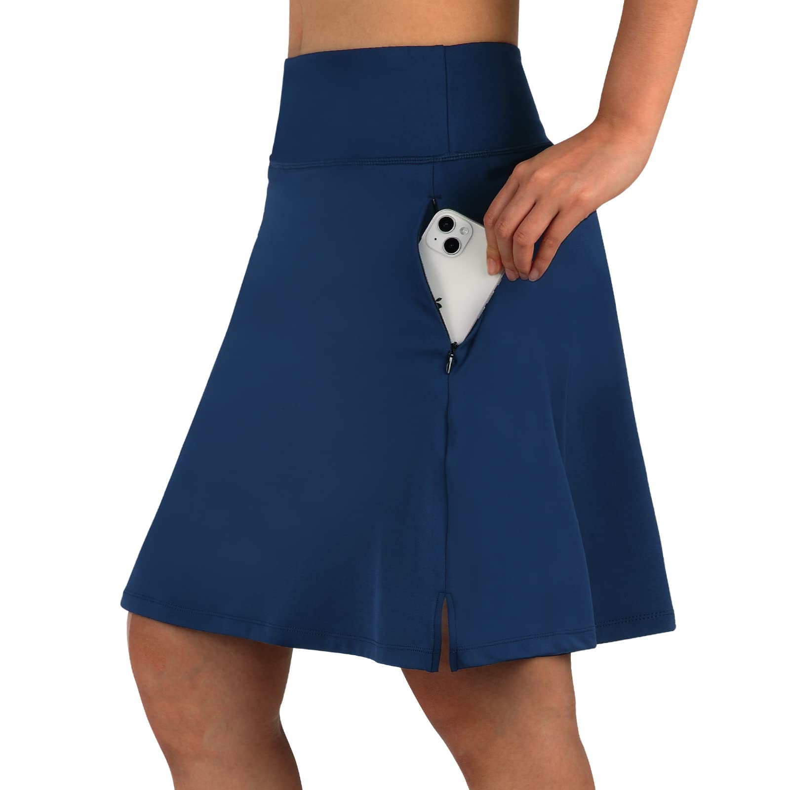 ANIVIVO Leggings largos hasta la rodilla para mujer, leggings capris con falda de cintura alta